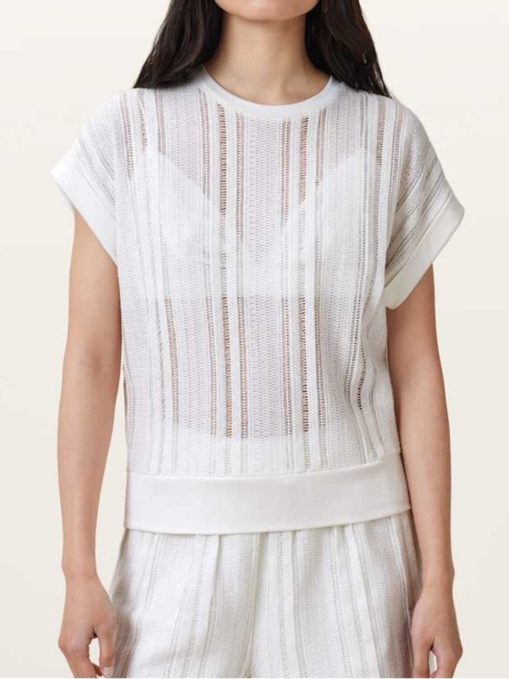 NWOT All Saints Giana Crochet Crew Neck Tank Top Size Large Women’s